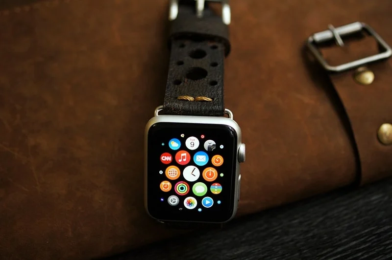 AWBF56-D2-GOLD handgefertigt Vintage Leder Uhrenarmband incl. Lugs Adapter für Apple Watch 1 und 2 (oder Apple Watch Sport) 42mm oder 38mm – Bild 4